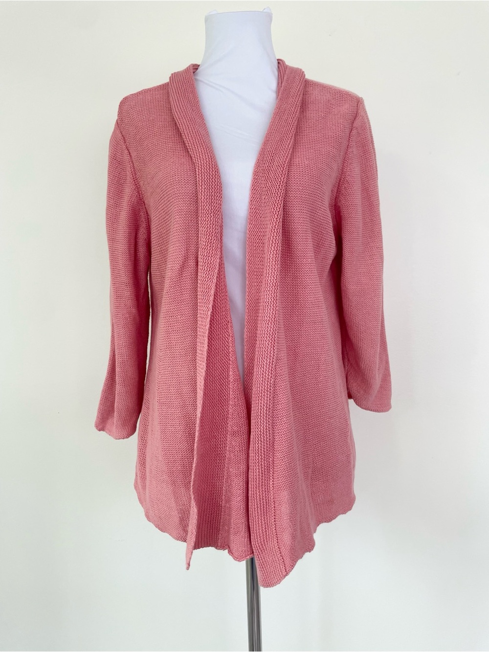 Eileen Fisher Peach Pink 3/4 Sleeve 100% Hemp Open Cardigan Sz XL Sustainable